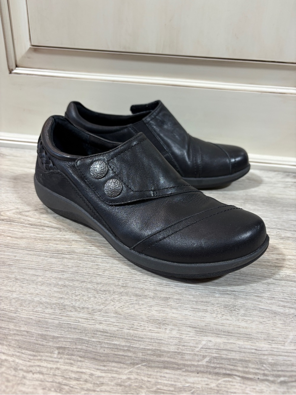 Aetrex Shoes Womens 7.5 Karina Strap Comfort Walking Leather Modest Office